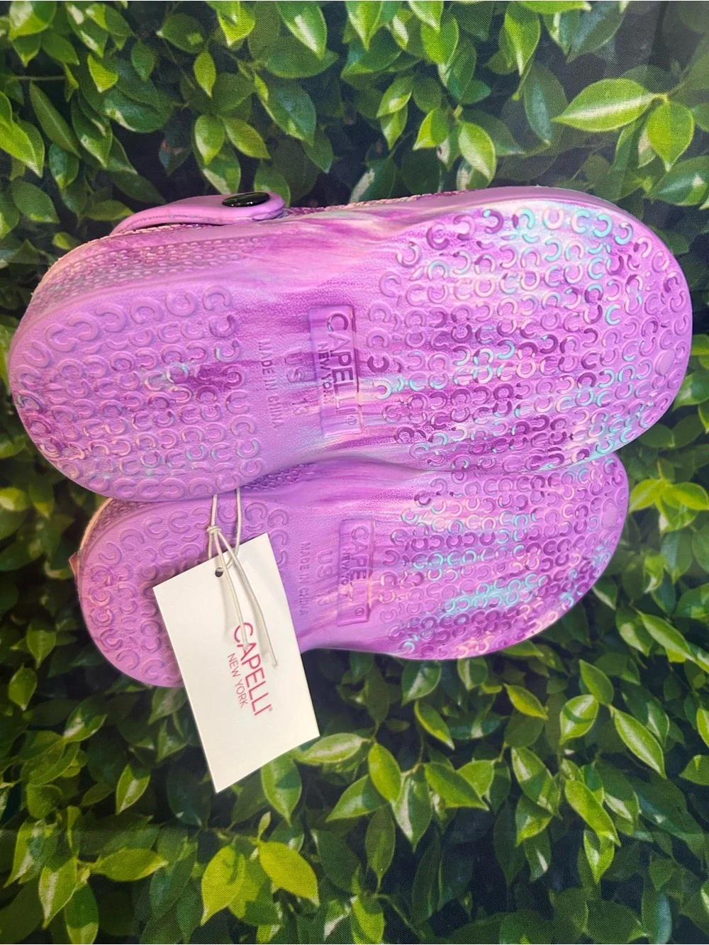Capelli of New York Metallic Purple Unicorn Clogs with Pink Accents